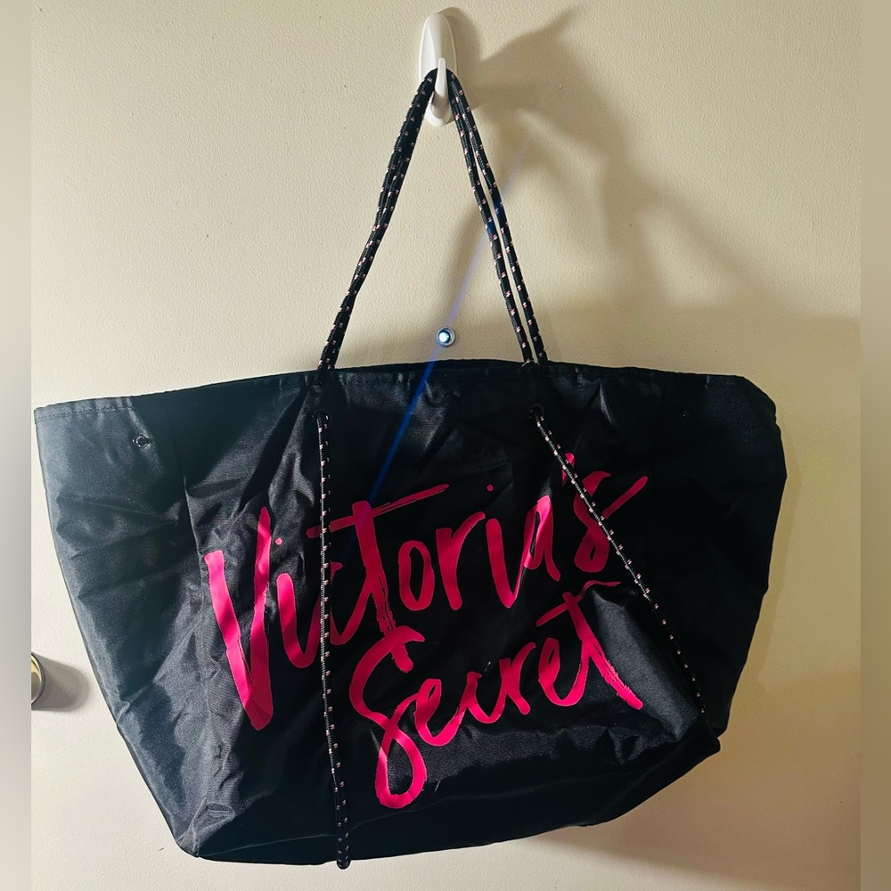 Victoria's Secret Black Tote with Pink Logo